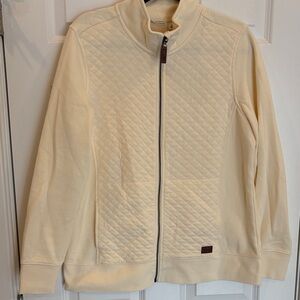 L.L. Bean cream quilted full zip sweatshirt